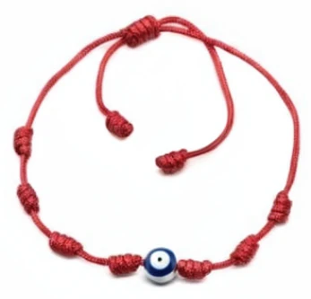 Pulsera de hilo regulable rojo con dije ojo turco